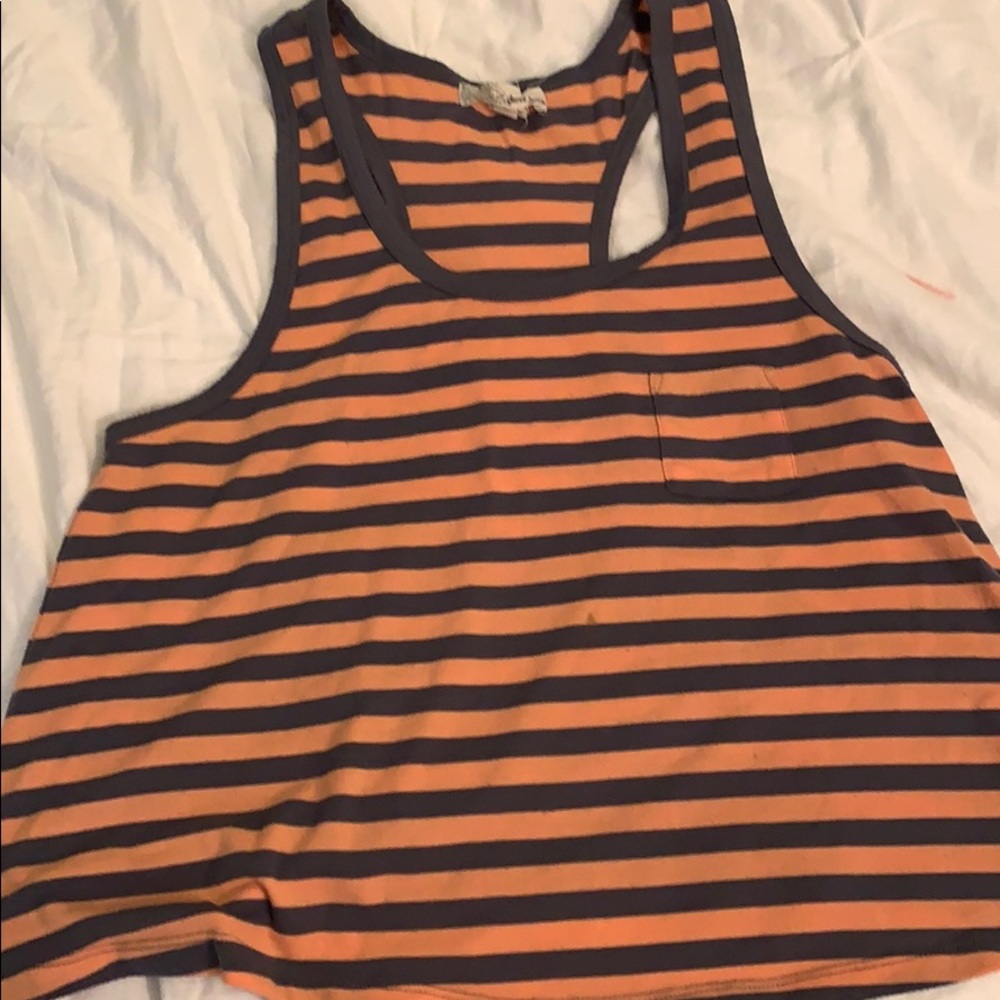 Orange/grey striped tank